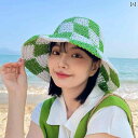 韓国 女性 春夏 秋冬 レディース かわいい おしゃれ ファッション 市松 麦わら 帽子 女性用 夏大きい つば 太陽 保護 フィッシャーマン ハット 海辺 ビーチ 休暇 帽子