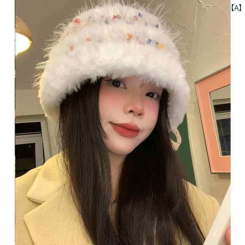 韓国 女性 春夏 秋冬 レディース かわいい おしゃれ 冬用 女性用 ジェリービーン ウール 帽子 顔 ニット 帽子 覆われた 白 帽子
