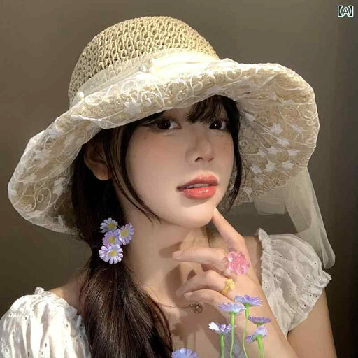 韓国 女性 春夏 秋冬 レディース かわいい おしゃれ レースフラワー リボン 編組 麦わら 帽子 女性用 夏 海辺 ビーチ 帽子 サンシェード 日焼け防止 帽子 韓国 女性 春夏 秋冬 レディース かわいい おしゃれ レースフラワー リボン 編組 麦わら 帽子 女性用 夏 海辺 ビーチ 帽子 サンシェード 日焼け防止 帽子