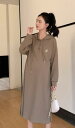 レディース ファッション 春秋 かわいい おしゃれ マタニティ 妊娠中 ベビー 赤ちゃん ドレス トップス フード付き スウェット ロング ワンピース カジュア...