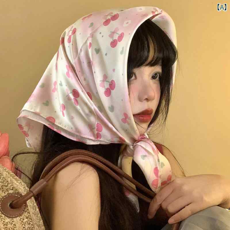 Rakuten - 韓国 女性 春夏 秋冬 レディース かわいい おしゃれ 女性用 夏 海辺 ビーチ サテン バン トライアングル 韓国 レトロ 正方形