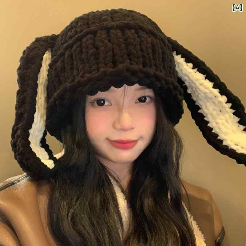 韓国 女性 春夏 秋冬 レディース かわいい おしゃれ 秋女性用 ウサギ 耳 帽子 韓国 かわいい 顔 ニット 帽 耳保護 ウール 帽子