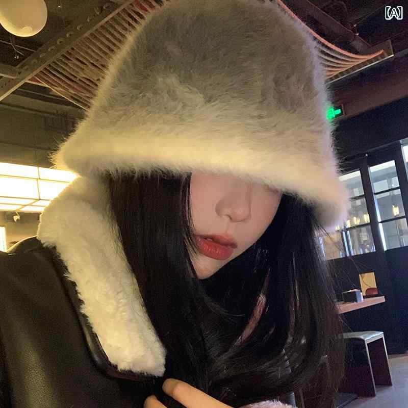 韓国 女性 春夏 秋冬 レディース かわいい おしゃれ ウサギ 帽子 女性用 秋韓国 グラデーション 顔 バケツ 帽子大きい 帽子