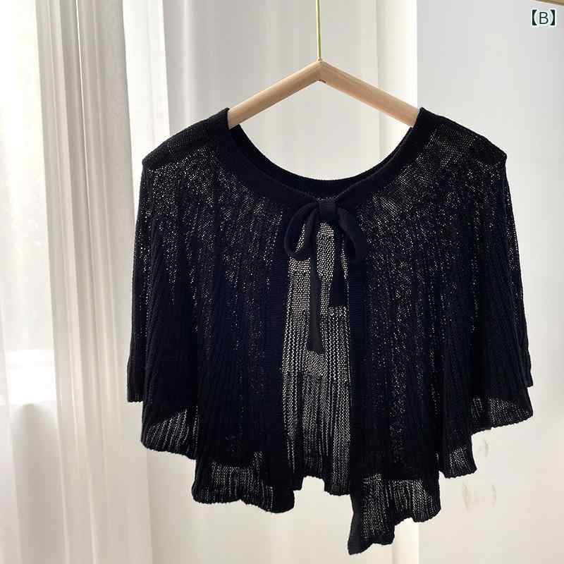 韓国 女性 春夏 秋冬 レディース かわいい おしゃれ 春夏 秋冬 レディース ニット レースアップ ショール ショルダー チャイナ 春　秋用 部屋用 夏 ネック プロテクター