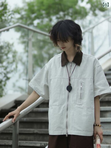メンズ ファッション 春夏 秋冬 かっこいい オシャレ モテ 男性用 紳士服 服 韓国 シンプル 大人 レトロ ジッパー 半袖 シャツ デトロイト シャツ メンズ レディース メンズ ファッション 春夏 秋冬 かっこいい オシャレ モテ 男性用 紳士服 服 韓国 シンプル 大人 レトロ ジッパー 半袖 シャツ デトロイト シャツ メンズ レディース