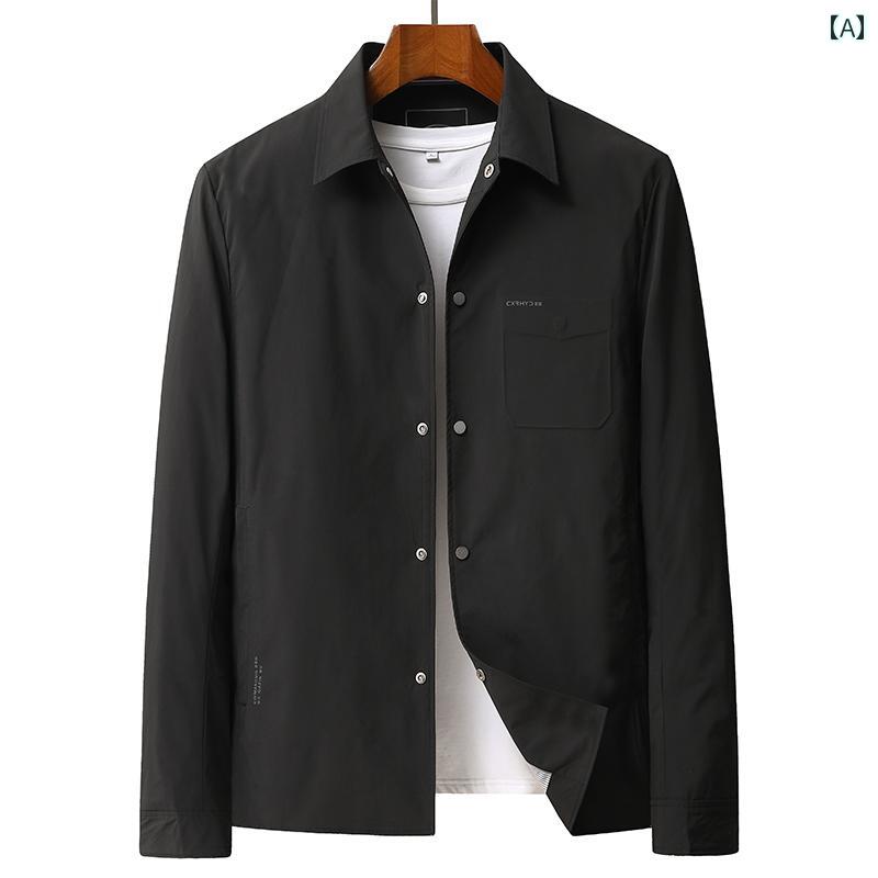 メンズ ファッション 春夏 秋冬 かっこいい オシャレ モテ 男性用 紳士服 服 韓国 シンプル 大人 シームレス プレス ポケット しわ 防止 ワークジャケット 男性用 ファッション カジュアル メンズジャケット