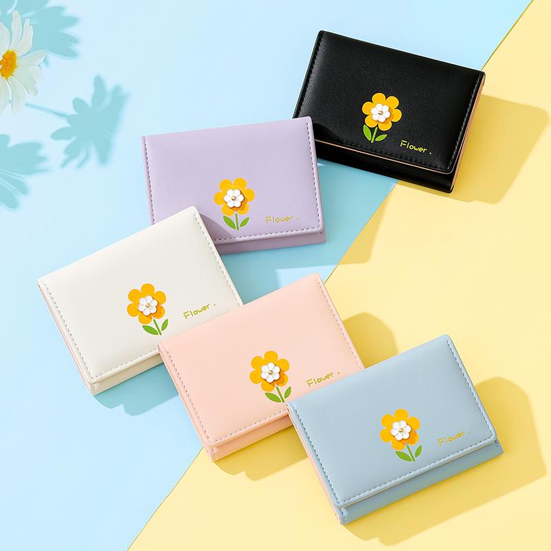 B, C, D, G, J, L, S, T, Z - 高級 韓国 財布 女性 レディース ファッション おしゃれ かわいい ウォレット シンプル ミニ フラワー カード 小銭 花 コンパクト 運び 折りたたみ