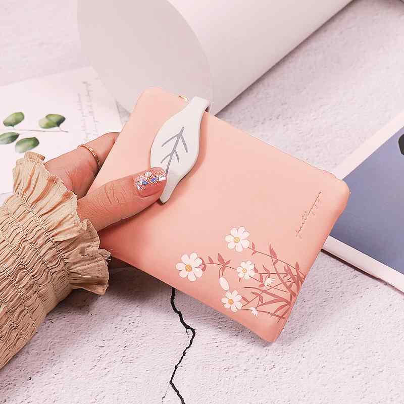 Rakuten - 高級 韓国 財布 女性 レディース ファッション おしゃれ かわいい ウォレット シンプル ミニ 小銭 カード コンパクト 運び 折りたたみ 花柄 フラワー 葉 リーフ