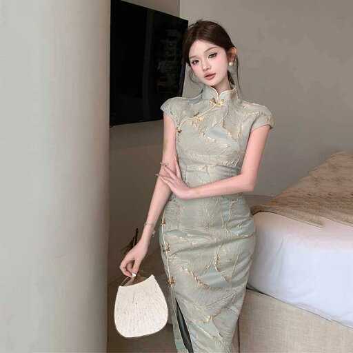 レディース ファッション パーティー コス かわいい キレイ中国 チャイナ ドレス 女性 夏 女性 ハイエンド ヒップ カバー ドレス ロング スカート レディース ファッション パーティー コス かわいい キレイ中国 チャイナ ドレス 女性 夏 女性 ハイエンド ヒップ カバー ドレス ロング スカート