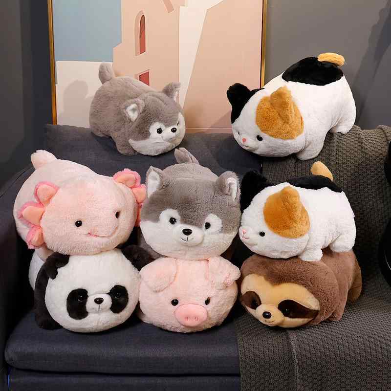 Dog - クッション 枕 ふわふわ 男の子 女の子 インテリア おもちゃ ぬいぐるみ 人形 かわいい ベビー 赤ちゃん 子供 プレゼント おすすめ 誕生日 ギフト クリスマス 贈り物 出産祝い 猫 パンダ ブタ ウーパールーパー ハスキー ナマケモノ 動物 犬