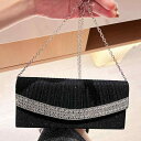 レディース ファッション 春夏 秋冬 女性 かわいい おしゃれ 韓国 鞄 バッグ 上品 大人 ディナー クラッチ パーティー ハンド 結婚式 高級 キラキラ ラインストーン シンプル チェーン