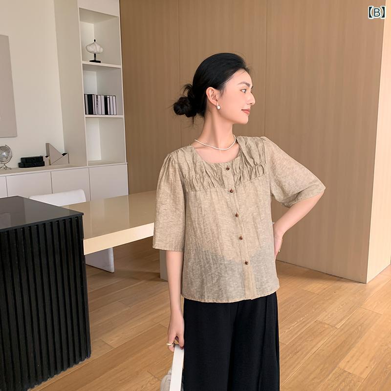 レディース ファッション 春夏 かわいい おしゃれ マタニティ 妊娠中 ベビー 赤ちゃん シフォン パンツ ワイド トップス 七分袖 半袖 シンプル
