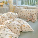 韓国 シングル セミ ダブル クイーン キング 寝具 カバー シーツ 布団 かわいい おしゃれ ベッド 寝室 インテリア レトロ 花柄 4点 セット シンプル うさぎ クマ シンプル ガーリー 掛け布団 枕 ボックス
