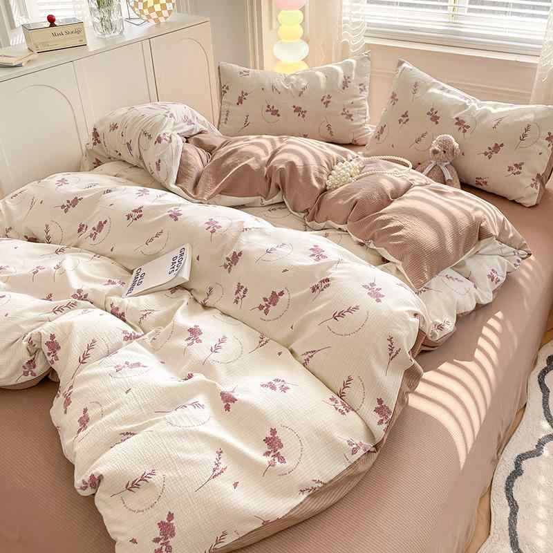 韓国 シングル セミ ダブル クイーン キング 寝具 カバー シーツ 布団 かわいい おしゃれ ベッド 寝室 インテリア 花柄 4点 セット 枕 掛け布団 花柄 クマ 恐竜 さくらんぼ ストライプ ハート アニマル バナナ コアラ パンダ ボックス