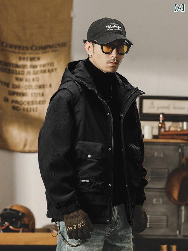 Rakuten - メンズ ファッション 春夏 秋冬 かっこいい オシャレ モテ 男性用 紳士服 服 韓国 シンプル アメリカ ワークウェア 男性用 コットンジャケット ゆったり 男性用 コットンジャケット 裏起毛 厚手 冬 ラム ベルベット ジャケット