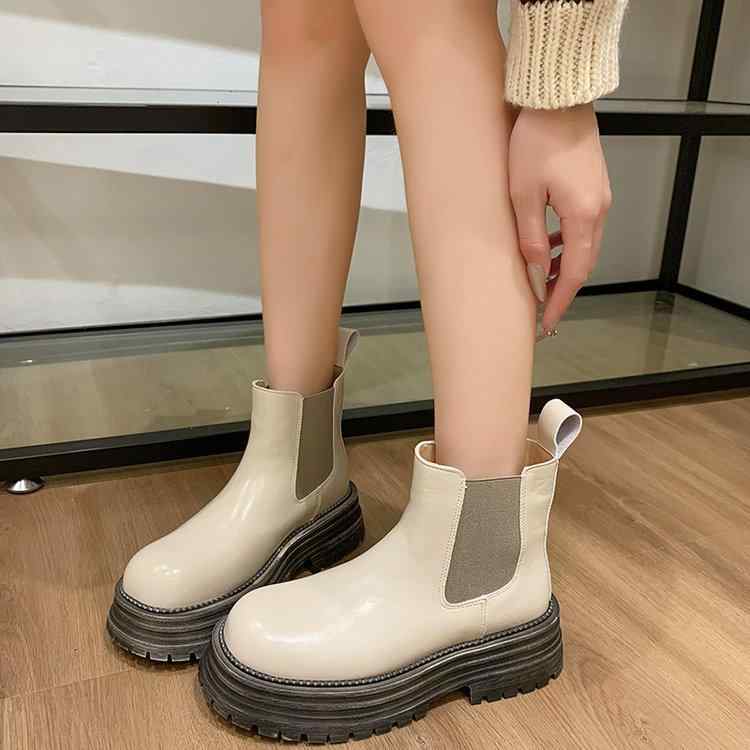 女性 韓国 おすすめ 秋冬 レディース ファッション かわいい おしゃれ シンプル 靴 ブーツ 厚底 レトロ..