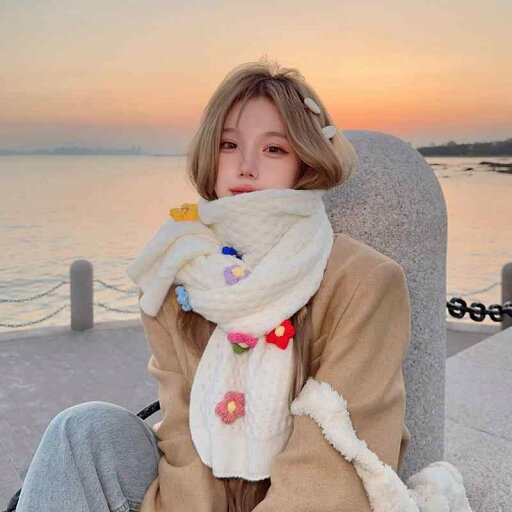 レディース ファッション 秋冬 ニット スカーフ マフラー 女性 韓国 ネックウォーマー かわいい おしゃれ 26cm×150cm シンプル 花 フラワー カラフル レディース ファッション 秋冬 ニット スカーフ マフラー 女性 韓国 ネックウォーマー かわいい おしゃれ 26cm×150cm シンプル 花 フラワー カラフル