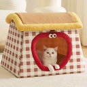 犬 猫 ペット ベッド 寝具 かわいい おしゃれ 冬 秋 保温 暖かい 小屋 取り外し 洗濯 可能 洗える テント 家 オール シーズン りん ギンガムチェック...