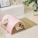 犬 猫 ペット ベッド 寝具 かわいい おしゃれ トンネル シェルター 夏 涼しい おもちゃ ギンガムチェック 窓