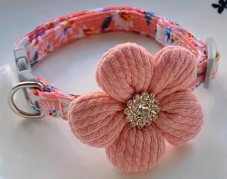 おすすめ 犬 猫 ペット グッズ かわいい おしゃれ 首輪 装飾 花 ニット ラインストーン プリンセス キラキラ シンプル 鈴 ベル バックル 安全