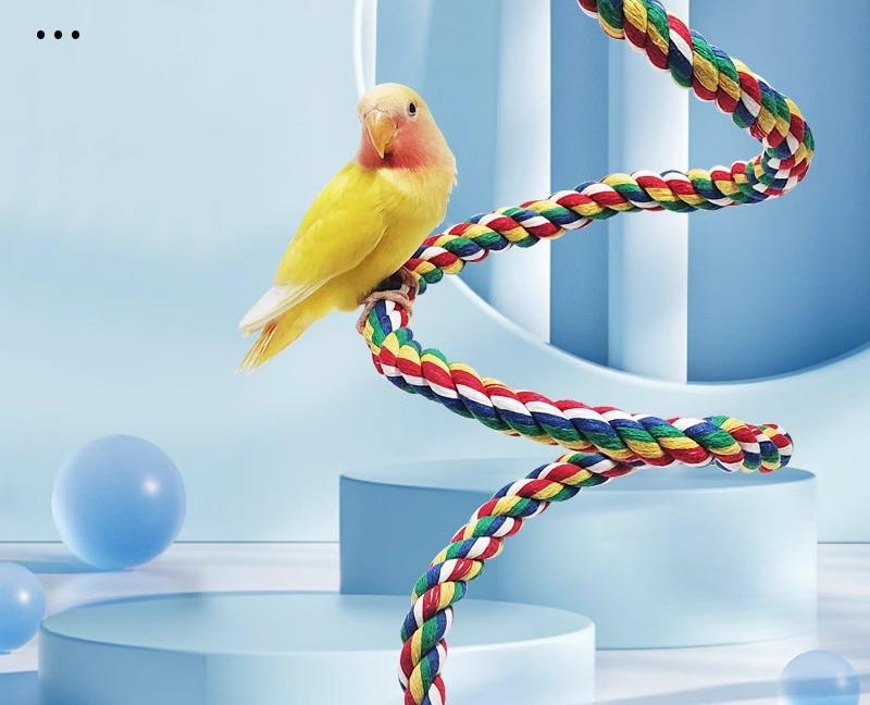 ペット用品 おすすめ 小動物 おしゃれ かわいい 鳥 インコ オウム 文鳥 ヨウム おもちゃ クライミング ロープ 噛む チューイング カラフル 運動