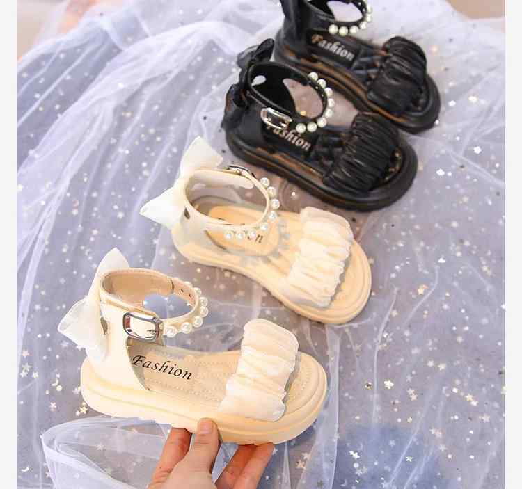 キッズ ファッション 春夏 かわいい おしゃれ 韓国 子供 女の子 靴 シューズ プリンセス サンダル ビーチ ソフト シンプル パール リボン ガーリー レース