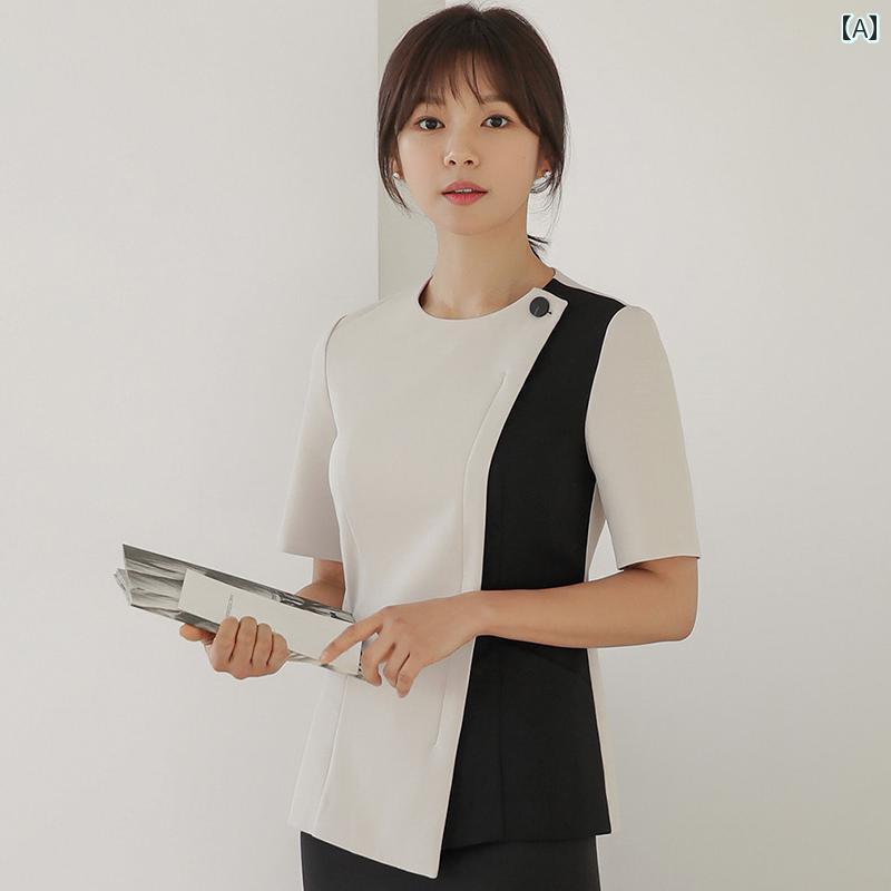 制服 ユニフォーム 皮膚 管理 韓国 スリムフィット タトゥー ネイリスト 技術者 プロ スーツ 美容室 技術者 歯科 半袖
