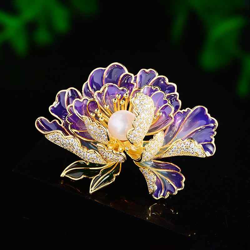 Brooches - レディース ファッション 女性 装飾 おしゃれ かわいい アクセサリー ジュエリー ブローチ コサージュ エレガント 高級 韓国 キラキラ ラインストーン パール 牡丹 花 ギフト 母の日 敬老 プレゼント