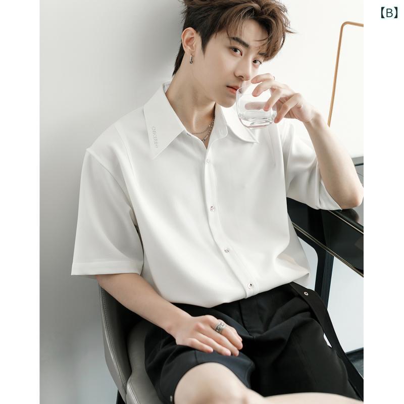 メンズ ファッション 春夏 秋冬 かっこいい オシャレ モテ 男性用 紳士服 服 韓国 シンプル 大人 夏 カジュアル シャツ グリーン 高級 半袖 シャツ トップス