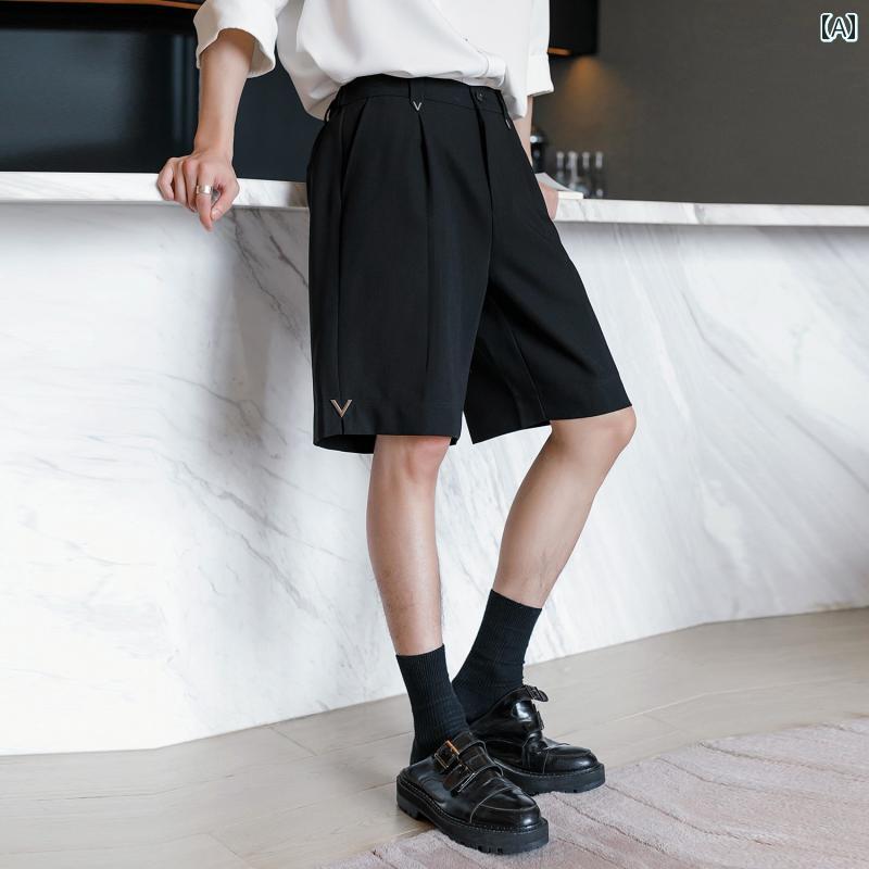 メンズ ファッション 春夏 秋冬 かっこいい オシャレ モテ 男性用 紳士服 服 韓国 シンプル 大人 夏 カジュアル ストレート ブラック スーツ ショーツ