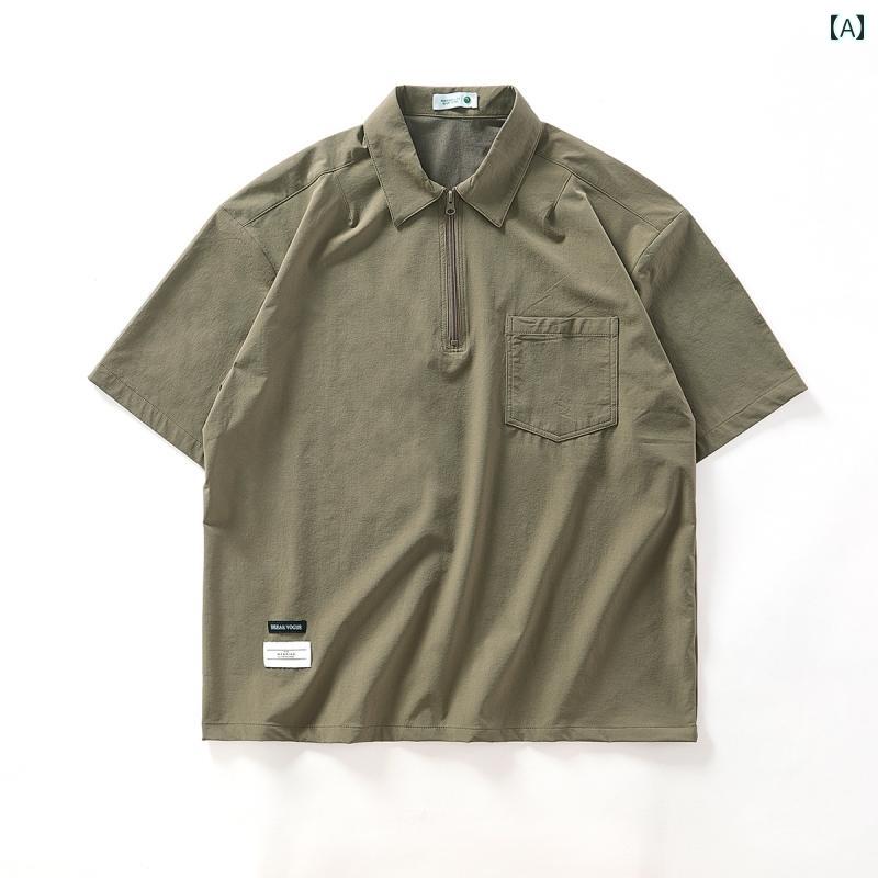 メンズ ファッション 春夏 秋冬 かっこいい オシャレ モテ 男性用 紳士服 服 韓国 シンプル 大人 アメリカン マウンテン ワークウェア ポロシャツ メンズ 半袖 夏 カジュアル ポロシャツ 速乾 半袖 T シャツ メンズ