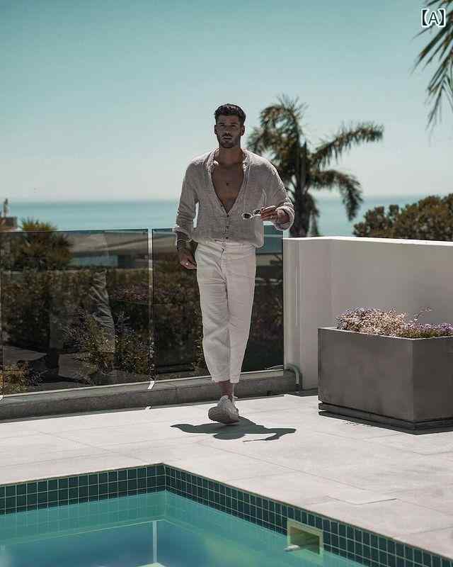 メンズ ファッション 春夏 秋冬 かっこいい オシャレ モテ 男性用 紳士服 服 韓国 シンプル 大人 紳士服 夏 スタイル アメリカ メンズ スタンドカラー 長袖 シャツ アメリカン シャツ 男性 シャツ