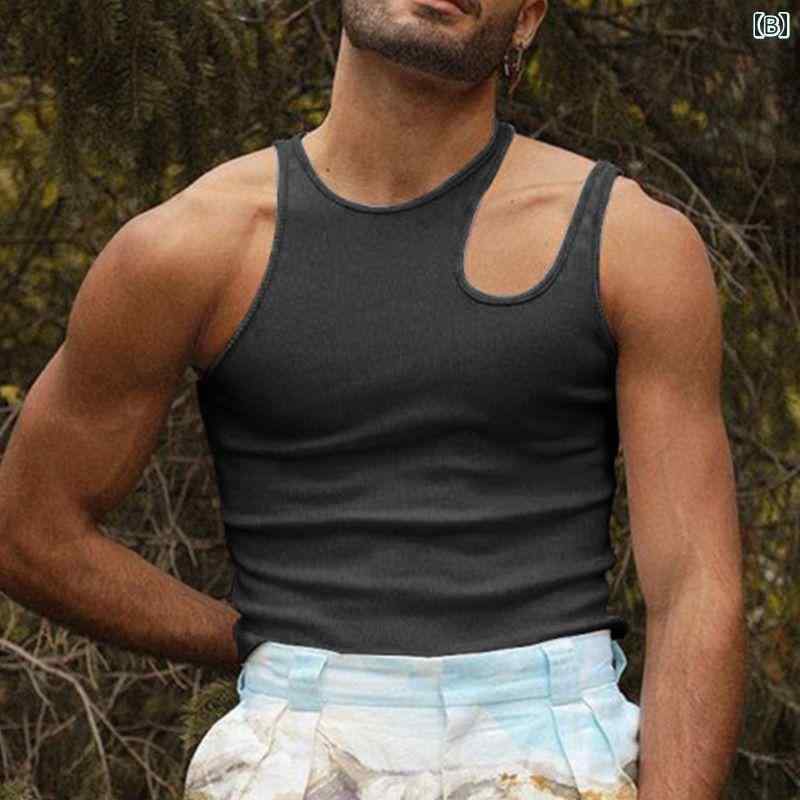 メンズ ファッション 春夏 秋冬 かっこいい オシャレ モテ 男性用 紳士服 服 韓国 シンプル 大人 アメリカ ノースリーブ T シャツ サスペンダー 下着 ファッション 魅惑的 スリム メンズ ベスト メンズ ベスト