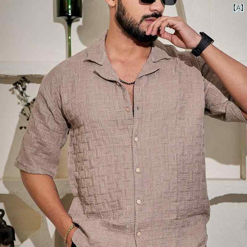 メンズ ファッション 春夏 秋冬 かっこいい オシャレ モテ 男性用 紳士服 服 韓国 シンプル 大人 アメリカ 夏 メンズシャツ カジュアル スリムトップス 半袖 シャツ メンズ T シャツ