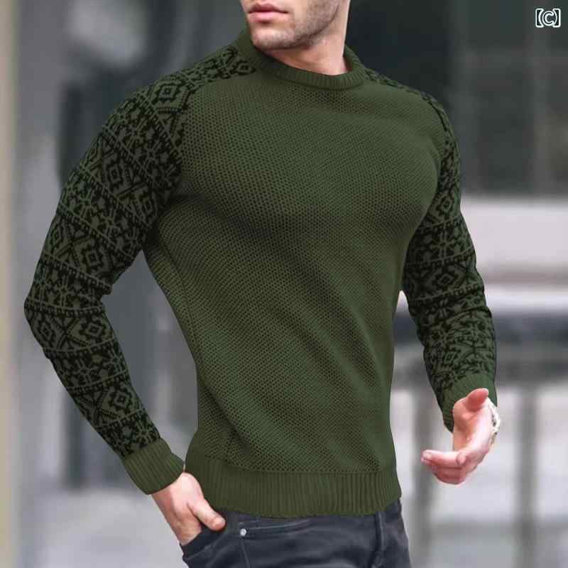 メンズ ファッション 春夏 秋冬 かっこいい オシャレ モテ 男性用 紳士服 服 韓国 シンプル 大人 秋冬 スタイル カラー ブロック ワッフル メンズ 大きいサイズ プルオーバー 長袖 T シャツ メンズニット