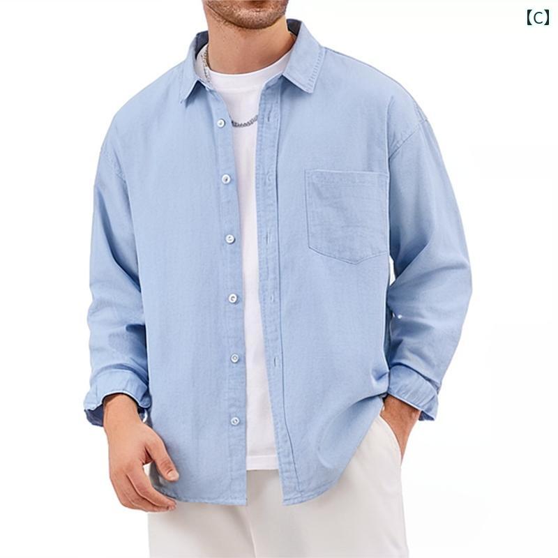 メンズ ファッション 春夏 秋冬 かっこいい オシャレ モテ 男性用 紳士服 服 韓国 シンプル 大人 秋 リネン 長袖 シャツ アメリカ メンズカジュアル コットンリネン シャツ メンズシャツ