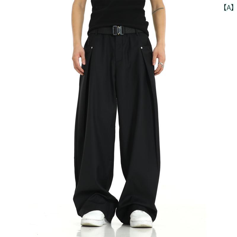 メンズ ファッション 春夏 秋冬 かっこいい オシャレ モテ 男性用 紳士服 服 韓国 シンプル 大人 アメリカン レトロ 高級 スーツ ワイド パンツ 男女兼用 ゆったり ストリート カジュアル パンツ ヒップホップ