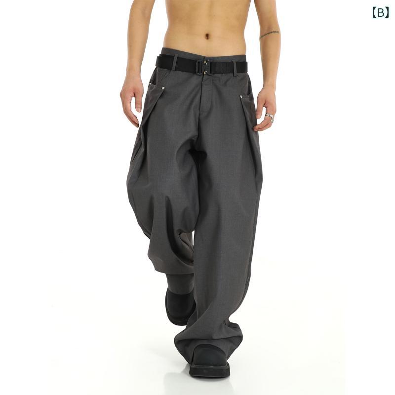 メンズ ファッション 春夏 秋冬 かっこいい オシャレ モテ 男性用 紳士服 服 韓国 シンプル 大人 アメリカン レトロ 高級 スーツ ワイド パンツ 男女兼用 ゆったり ストリート カジュアル パンツ ヒップホップ