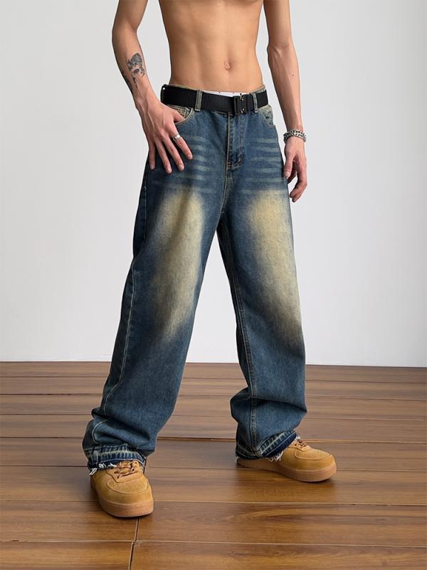 メンズ ファッション 春夏 秋冬 かっこいい オシャレ モテ 男性用 紳士服 服 韓国 シンプル 大人 黒の ワイド レッグ ジーンズ アメリカン ストリートの ヒップホップ 加工 ダメージ 加工 施 ハイウエスト ストレート パンツ スリム