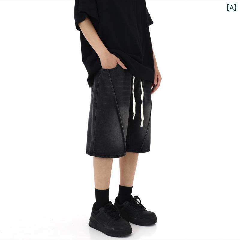 Rakuten - メンズ ファッション 春夏 秋　冬 かっこいい オシャレ モテ 男性用 紳士服 服 韓国 シンプル 大人 アメリカン レトロ デニムショートパンツ メンズ サマー ストリート ストレート カジュアル カジュアル パンツ
