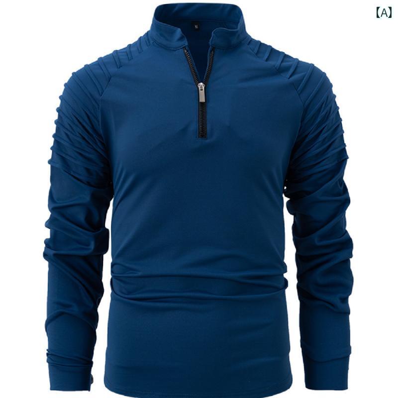 メンズ ファッション 春夏 秋　冬 かっこいい オシャレ モテ 男性用 紳士服 服 韓国 シンプル 大人 春秋 スプライシング カジュアル スポーツ ジッパー シャツ 長袖 メンズ T シャツ