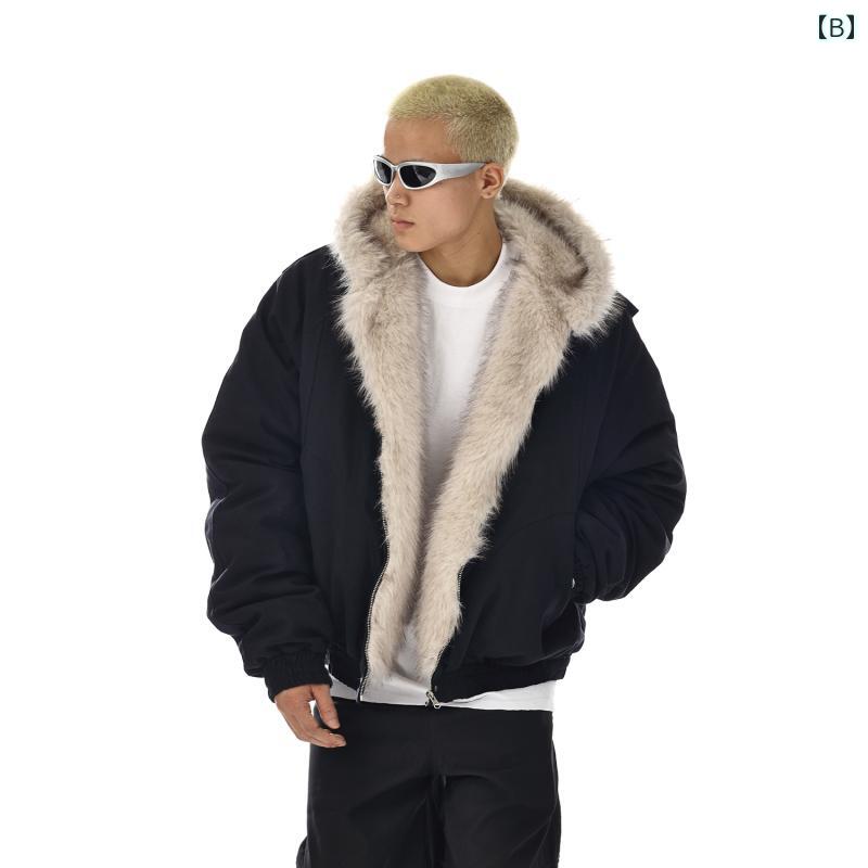 メンズ ファッション 春夏 秋　冬 かっこいい オシャレ モテ 男性用 紳士服 服 韓国 シンプル 大人 アメリカン レトロ パッチワーク ファーカラー プラッシュ コットンジャケット 男女兼用 冬 暖かい ゆったり カジュアル ショート ジャケット