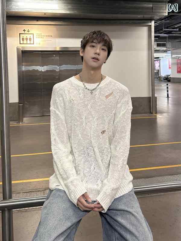 メンズ ファッション 春夏 秋冬 かっこいい オシャレ モテ 男性用 紳士 韓国 シンプル 大人 ホール プルオーバー スタイル セーター メンズ 長袖 ニット シャツ トップス