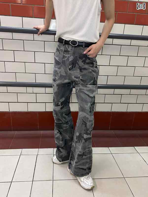 メンズ ファッション 春夏 秋冬 かっこいい オシャレ モテ 男性用 紳士 韓国 シンプル 大人 アメリカン レトロ 迷彩 オーバー オール メンズ ストリート スリム ストレート ワイド レッグ カジュアル パンツ