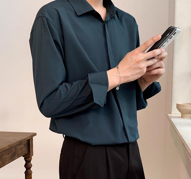Short Sleeves - メンズ ファッション 春夏 秋冬 かっこいい オシャレ モテ 男性用 紳士服 服 韓国 シンプル 大人 メンズ ドレープ カジュアル コート シャツ メンズ 長袖 夏 韓国 春秋 シャツ