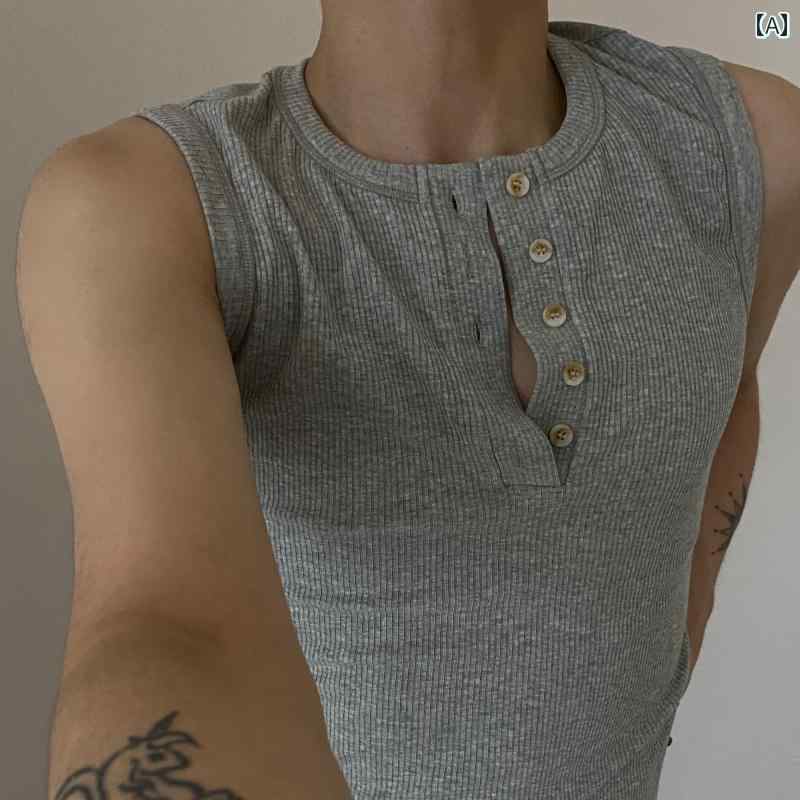 メンズ ファッション 春夏 秋冬 かっこいい オシャレ モテ 男性用 紳士服 服 韓国 シンプル 大人 アメリカン ヘンリー カー レッド チョッキ ベト メンズ サマー カジュアル ポーツフィットネ ホワイト ノーリー T シャツ