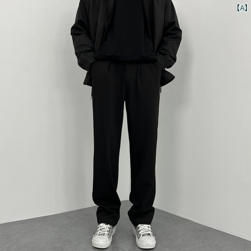 メンズ ファッション 春夏 秋冬 かっこいい オシャレ モテ 男性用 紳士服 服 韓国 シンプル 大人 トリート ドレープ フロア レング パンツ メンズカジュアル トレート ワイド レッグ パンツ 春秋 ーツ パンツ