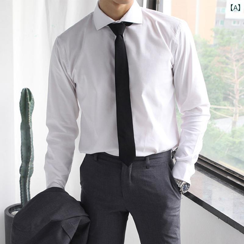 Rakuten - メンズ ファッション 春夏 秋冬 かっこいい オシャレ モテ 男性用 紳士服 服 韓国 シンプル 大人 白 シャツ メンズ 長袖 アイロン 不要 フォーマル 韓国 リム ビジネ 服装 シャツ ーツ ビジネ メンズチ シャツ