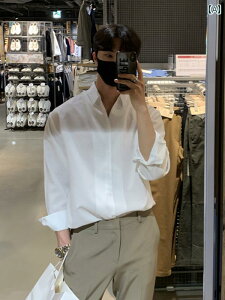 メンズ ファッション 春夏 秋冬 かっこいい オシャレ モテ 男性用 紳士服 服 韓国 シンプル 大人 高級 フレンチ ホワイト シャツ メンズ 長袖 夏 カジュアル 春秋 ドレープ フォーマル シャツ