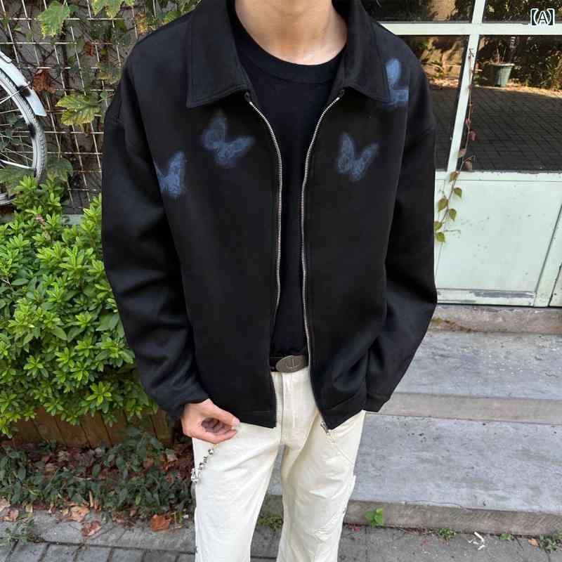 メンズ ファッション 春夏 秋冬 かっこいい オシャレ モテ 男性用 紳士服 服 韓国 シンプル 大人 アメリカン レトロ リーン フィット 高級 エード バタフイ ジッパー ジャケット メンズ 春秋 ボッ ショート ワイド コート